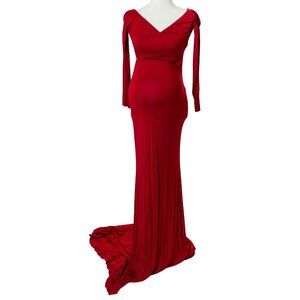 Red Infinity Long Sleeve Maternity Gown – Perfect for Photoshoots